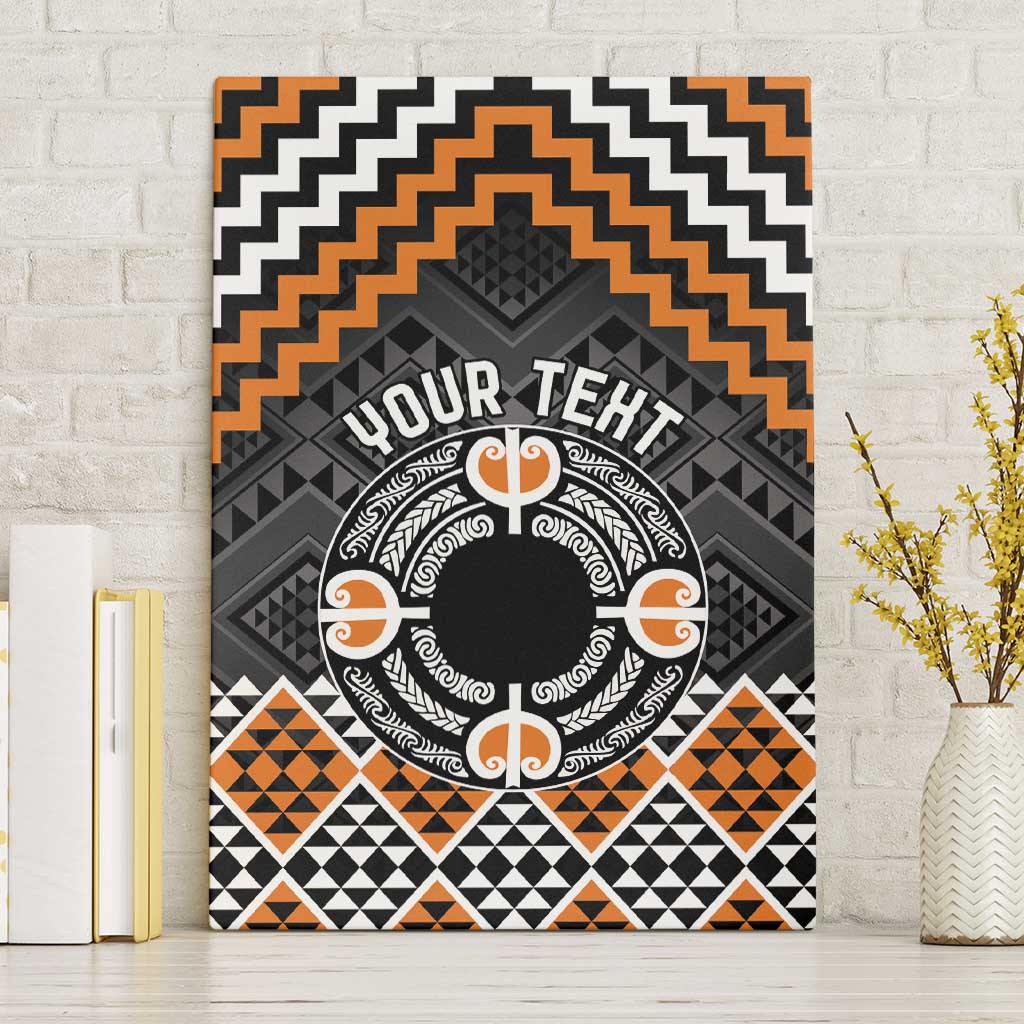 Personalised Aotearoa Niho Taniwha Motif Canvas Wall Art Gold Style