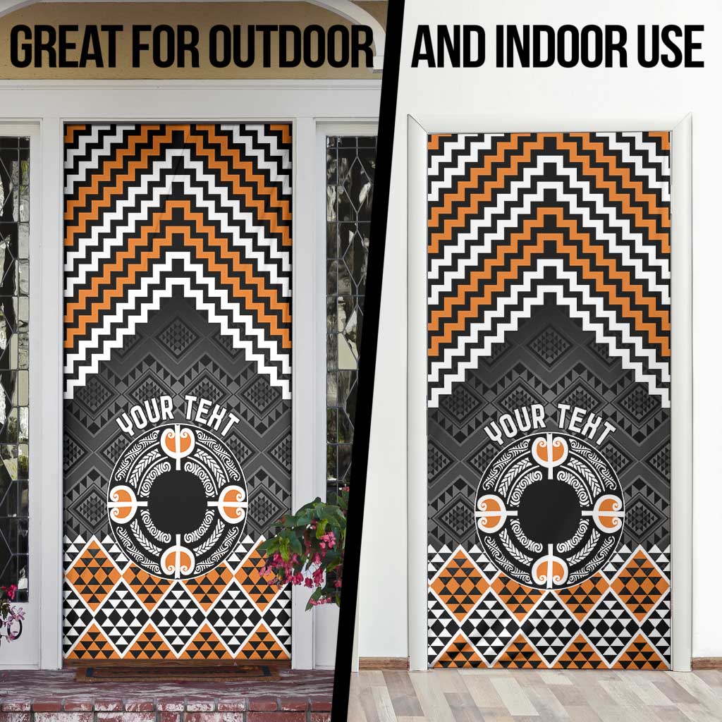 Personalised Aotearoa Niho Taniwha Motif Door Cover Gold Style - Polynesian Pride