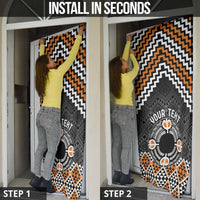 Personalised Aotearoa Niho Taniwha Motif Door Cover Gold Style - Polynesian Pride