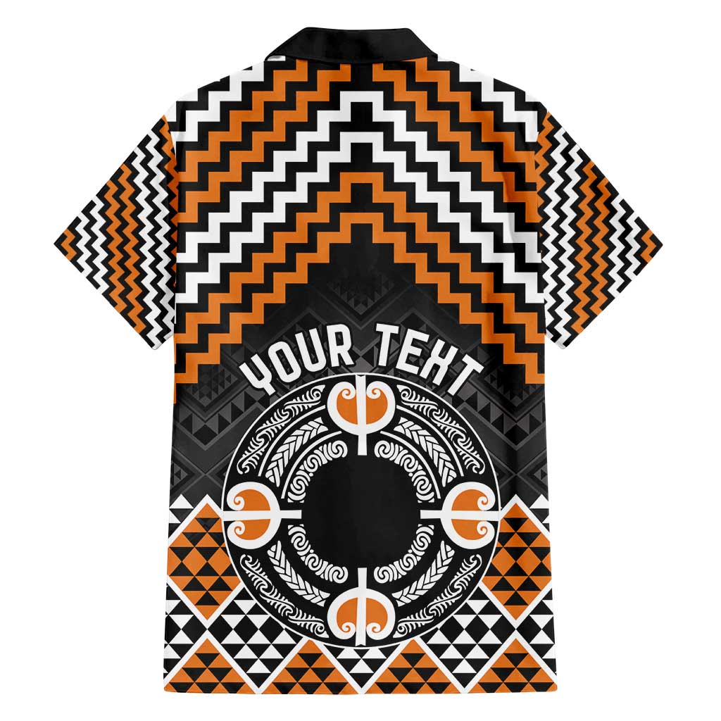 Personalised Aotearoa Niho Taniwha Motif Family Matching Off Shoulder Short Dress and Hawaiian Shirt Gold Style