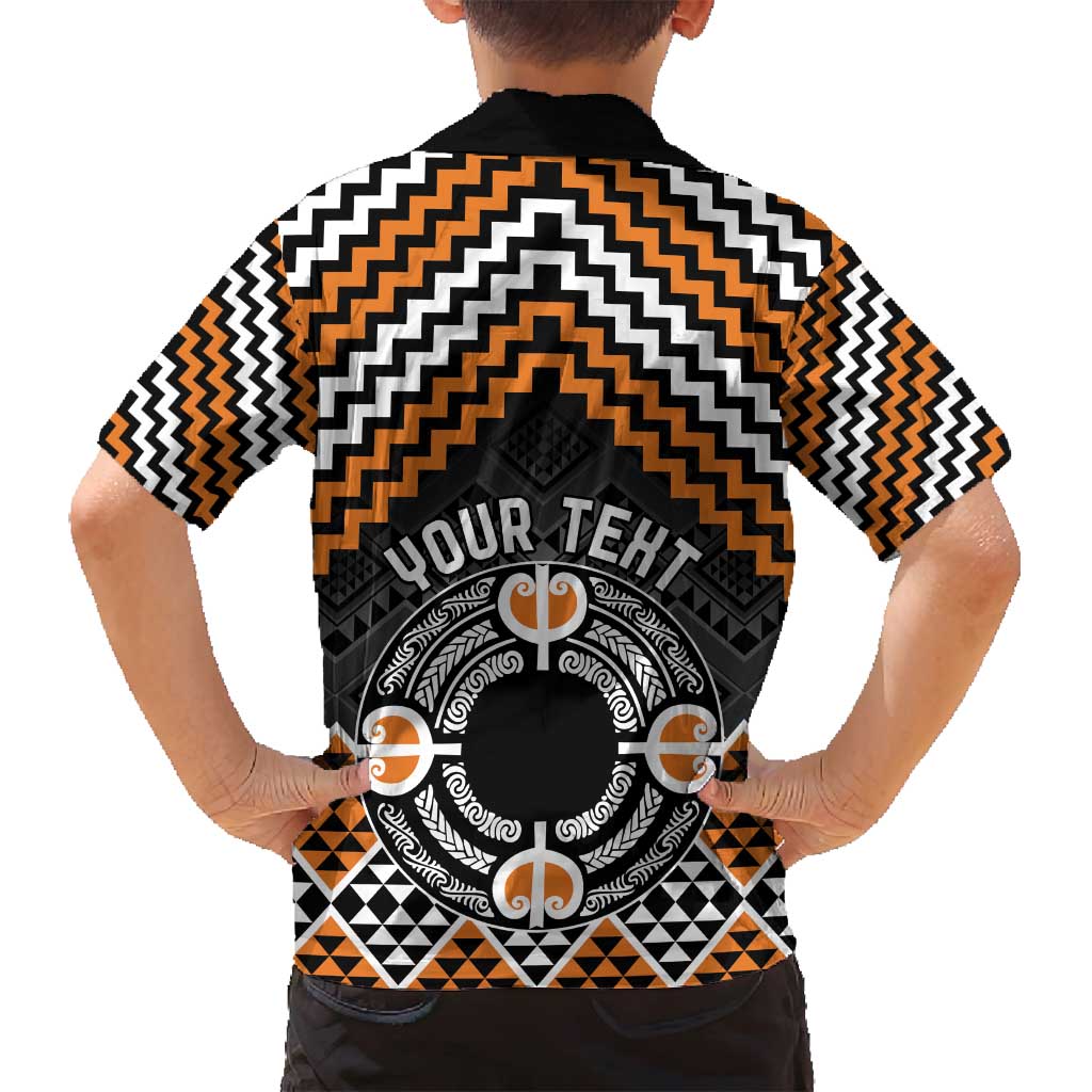 Personalised Aotearoa Niho Taniwha Motif Family Matching Puletasi and Hawaiian Shirt Gold Style LT9 - Polynesian Pride