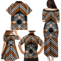 Personalised Aotearoa Niho Taniwha Motif Family Matching Puletasi and Hawaiian Shirt Gold Style LT9 - Polynesian Pride