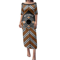 Personalised Aotearoa Niho Taniwha Motif Family Matching Puletasi and Hawaiian Shirt Gold Style LT9 Mom's Dress Gold - Polynesian Pride