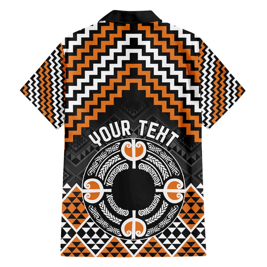 Personalised Aotearoa Niho Taniwha Motif Family Matching Short Sleeve Bodycon Dress and Hawaiian Shirt Gold Style