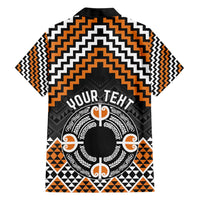 Personalised Aotearoa Niho Taniwha Motif Family Matching Short Sleeve Bodycon Dress and Hawaiian Shirt Gold Style