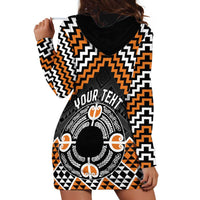 Personalised Aotearoa Niho Taniwha Motif Hoodie Dress Gold Style