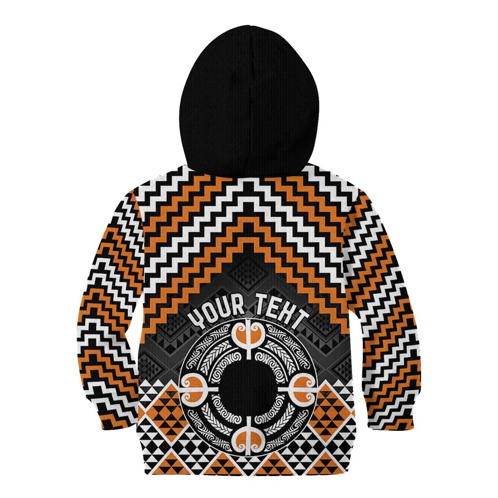 Personalised Aotearoa Niho Taniwha Motif Kid Hoodie Gold Style