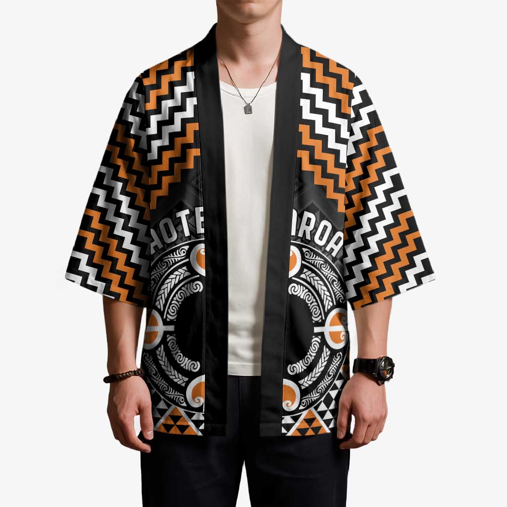 Personalised Aotearoa Niho Taniwha Motif Kimono Gold Style - Polynesian Pride