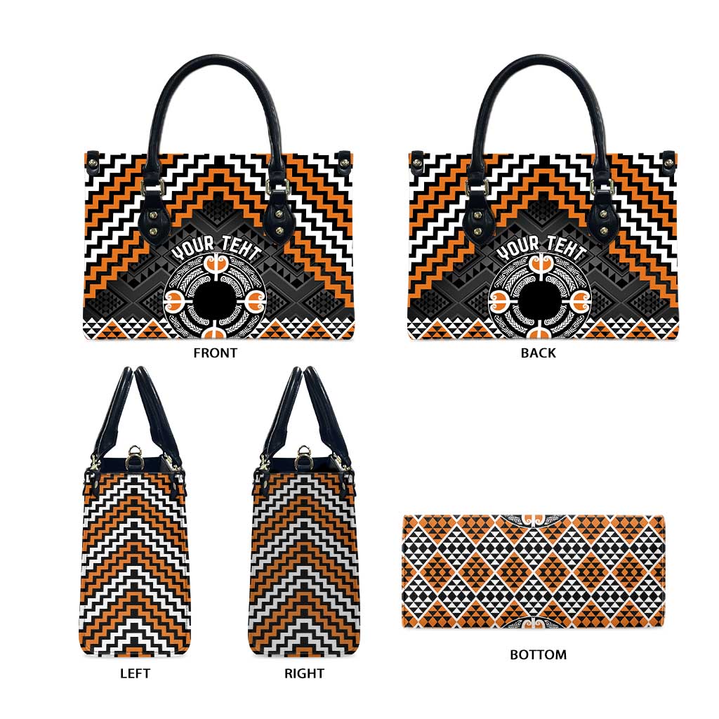 Personalised Aotearoa Niho Taniwha Motif Leather Bag Gold Style - Polynesian Pride