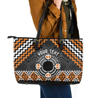 Personalised Aotearoa Niho Taniwha Motif Leather Tote Bag Gold Style LT9 - Polynesian Pride