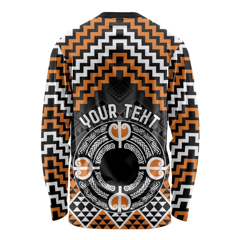 Personalised Aotearoa Niho Taniwha Motif Long Sleeve Shirt Gold Style