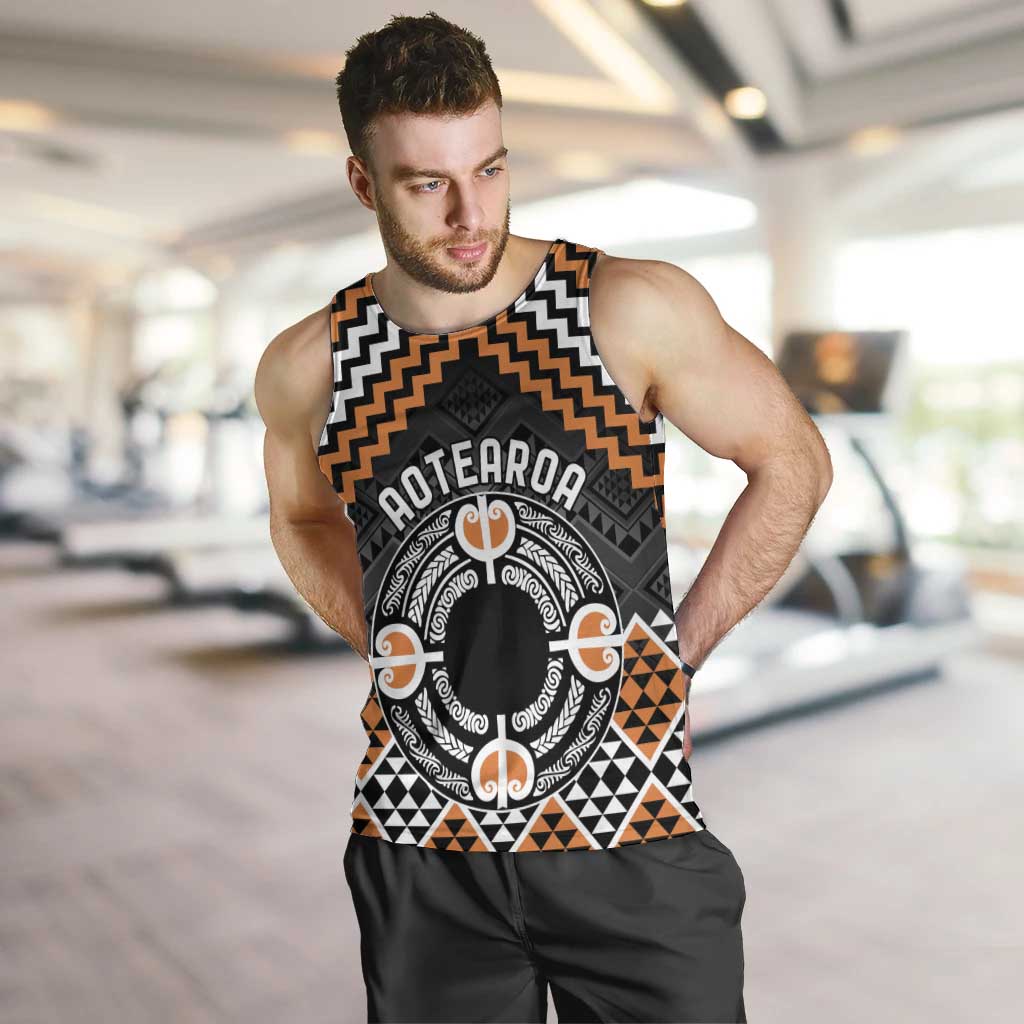 Personalised Aotearoa Niho Taniwha Motif Men Tank Top Gold Style