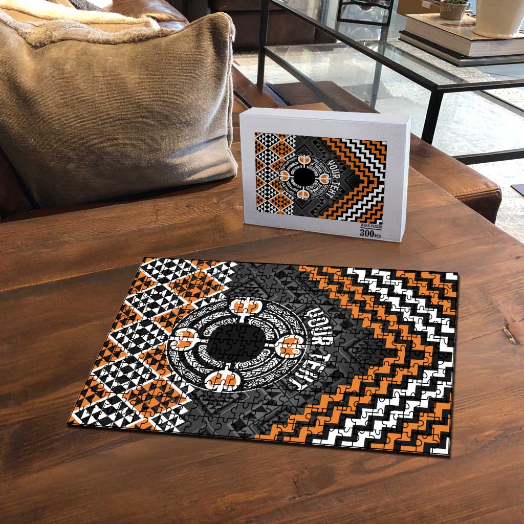 Personalised Aotearoa Niho Taniwha Motif Puzzle Gold Style - Polynesian Pride