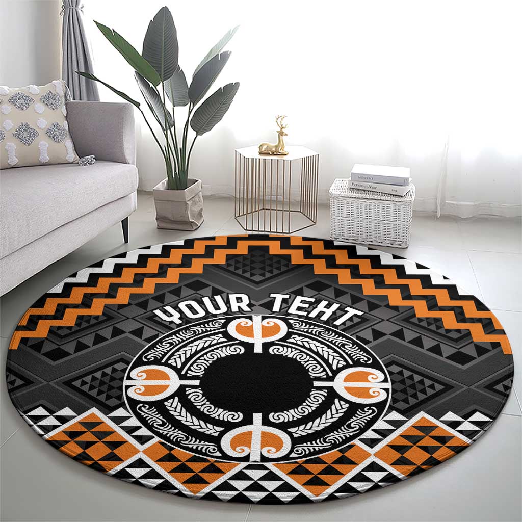 Personalised Aotearoa Niho Taniwha Motif Round Carpet Gold Style