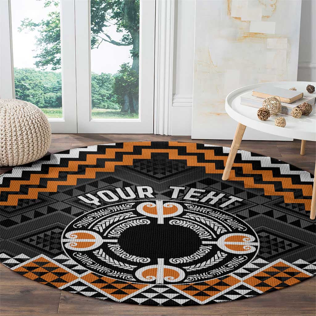 Personalised Aotearoa Niho Taniwha Motif Round Carpet Gold Style
