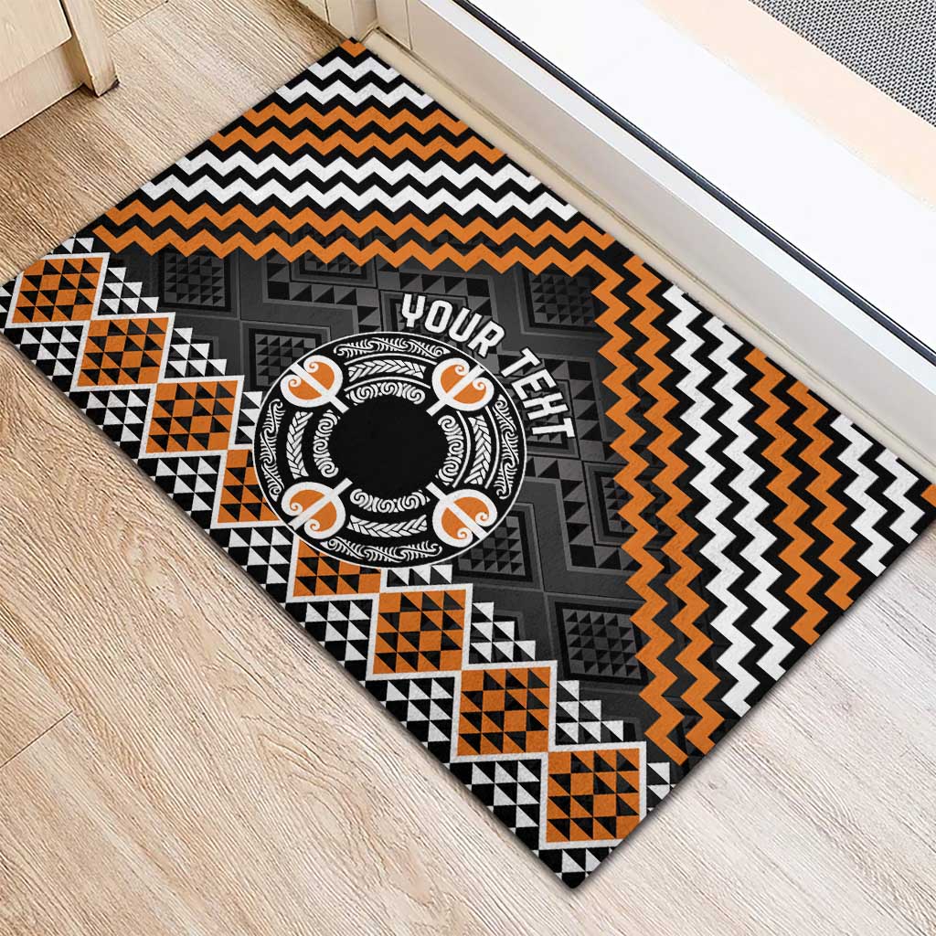 Personalised Aotearoa Niho Taniwha Motif Rubber Doormat Gold Style