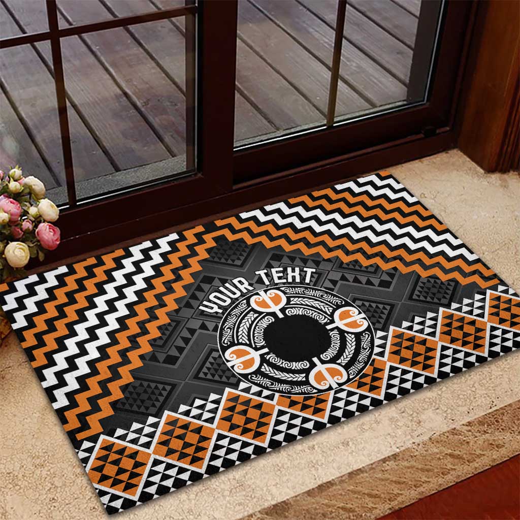 Personalised Aotearoa Niho Taniwha Motif Rubber Doormat Gold Style