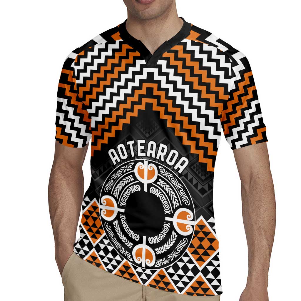 Personalised Aotearoa Niho Taniwha Motif Rugby Jersey Gold Style LT9 - Polynesian Pride