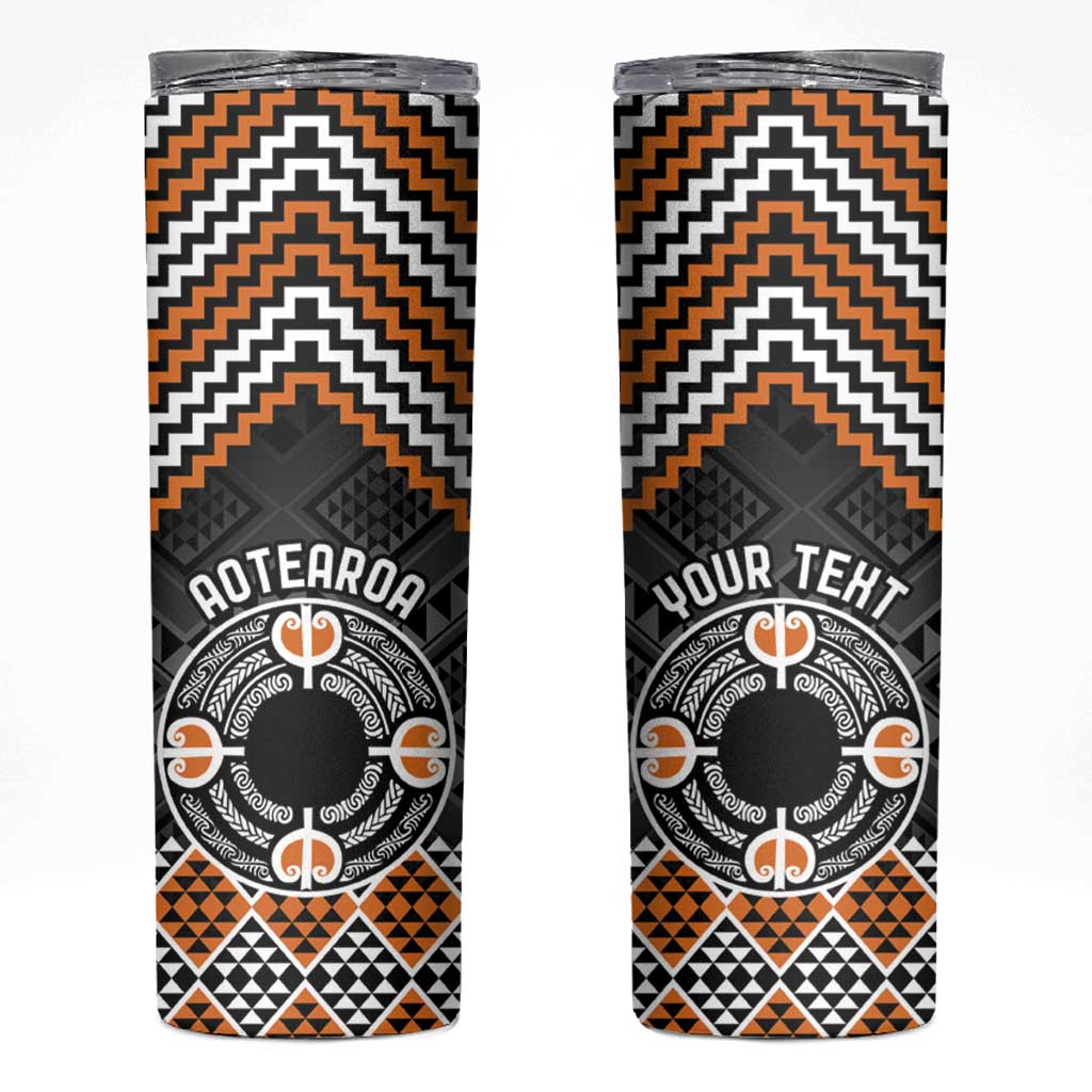 Personalised Aotearoa Niho Taniwha Motif Skinny Tumbler Gold Style