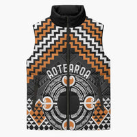 Personalised Aotearoa Niho Taniwha Motif Sleeveless Puffer Jacket Gold Style - Polynesian Pride