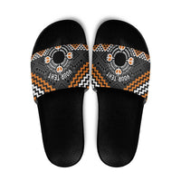 Personalised Aotearoa Niho Taniwha Motif Slide Sandals Gold Style LT9 Gold - Polynesian Pride