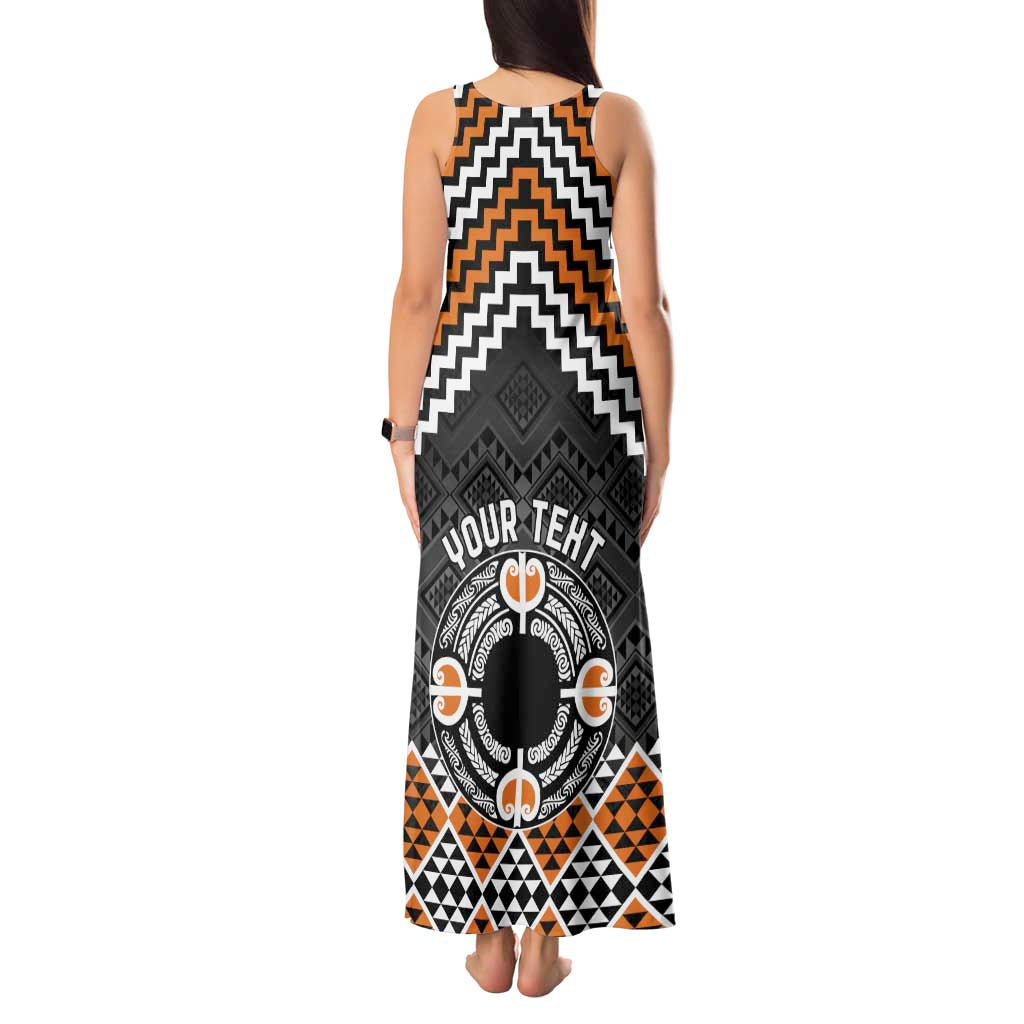 Personalised Aotearoa Niho Taniwha Motif Tank Maxi Dress Gold Style