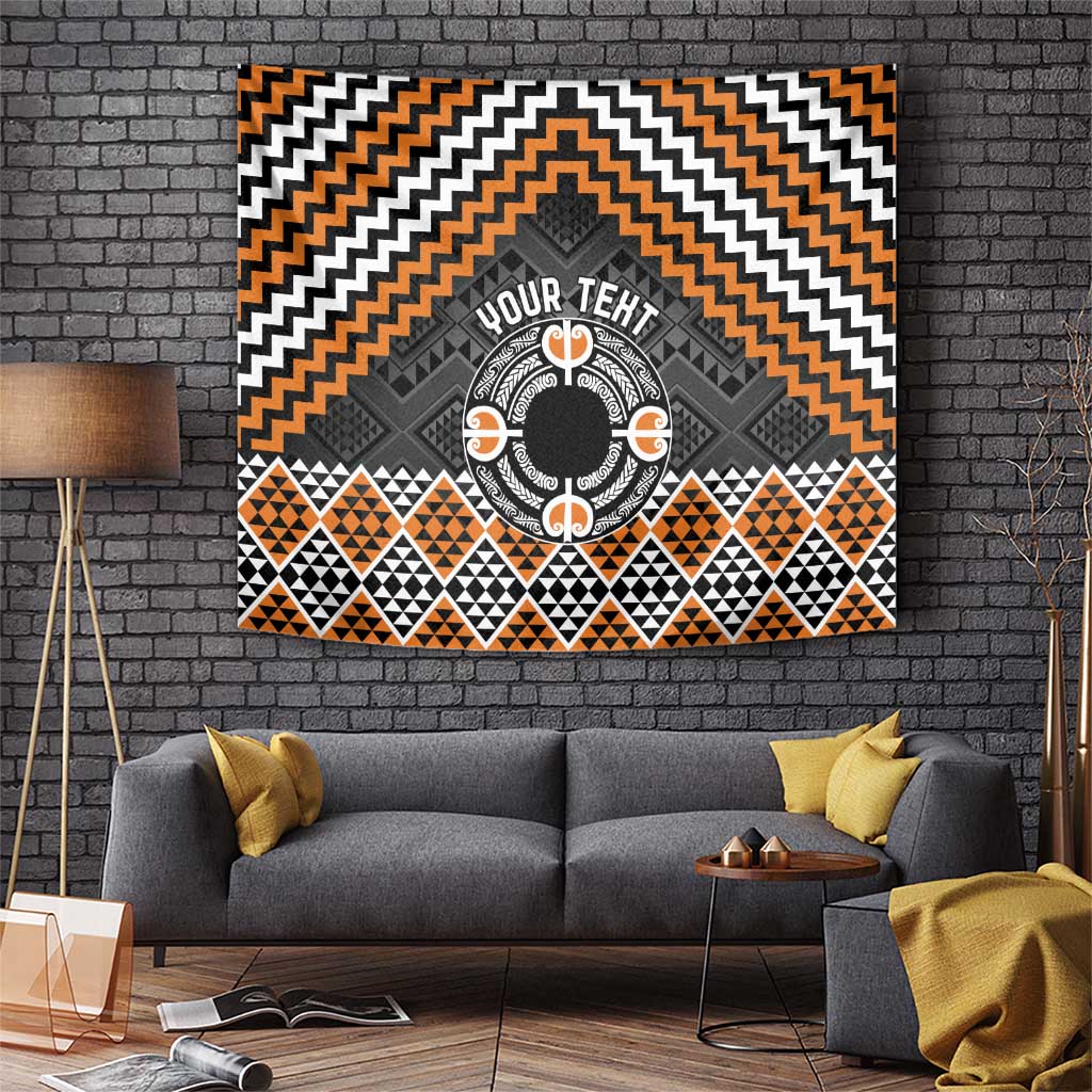 Personalised Aotearoa Niho Taniwha Motif Tapestry Gold Style