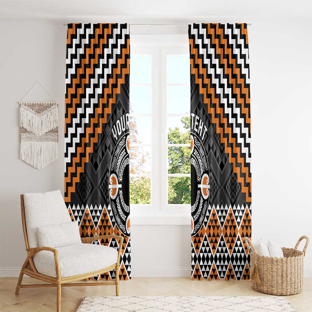 Personalised Aotearoa Niho Taniwha Motif Window Curtain Gold Style