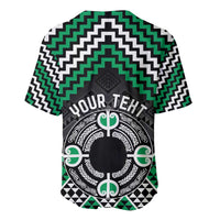 Personalised Aotearoa Niho Taniwha Motif Baseball Jersey Green Style LT9 - Polynesian Pride