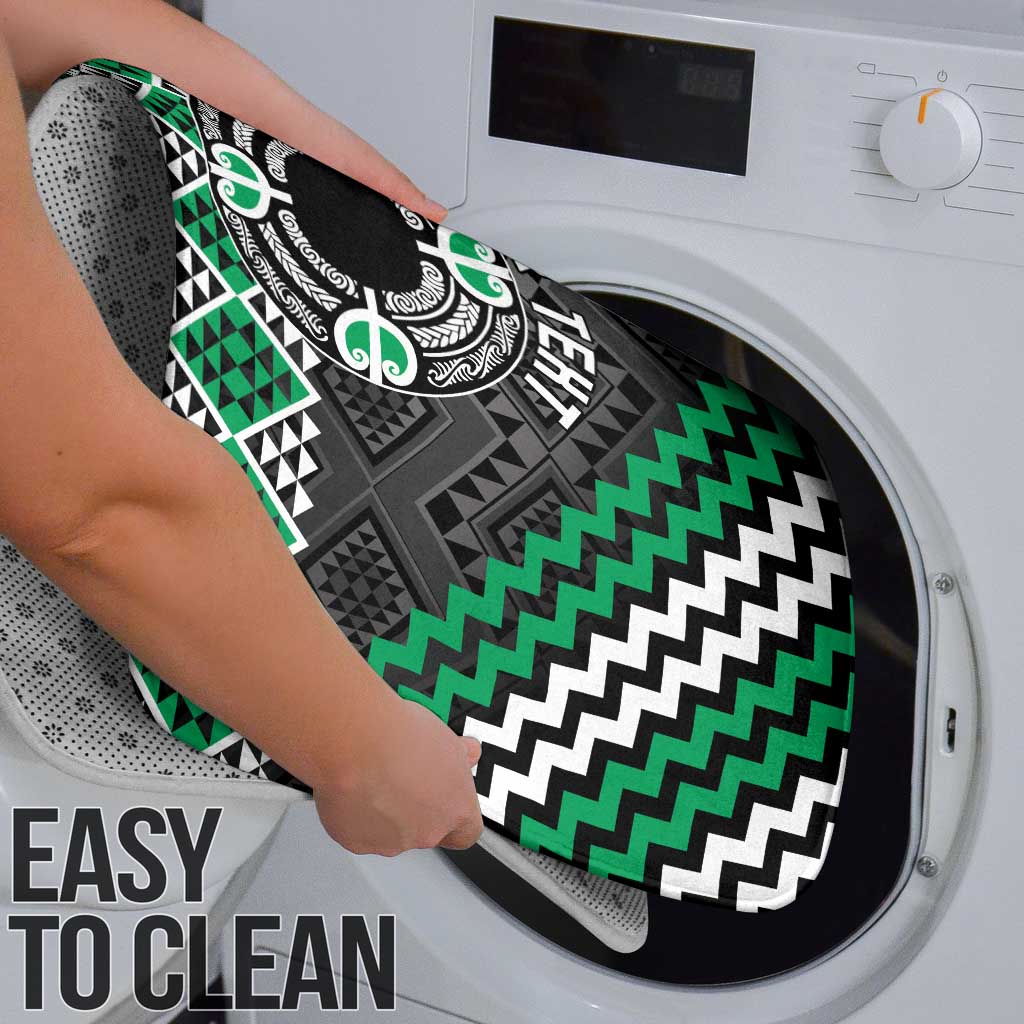 Personalised Aotearoa Niho Taniwha Motif Bathroom Set Green Style - Polynesian Pride