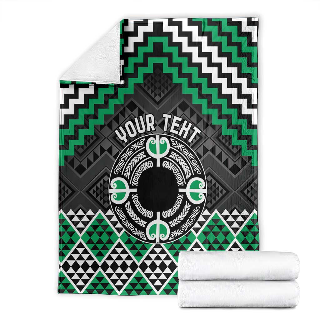 Personalised Aotearoa Niho Taniwha Motif Blanket Green Style
