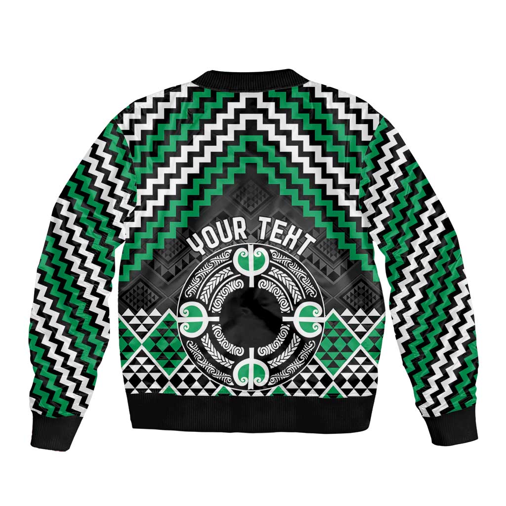 Personalised Aotearoa Niho Taniwha Motif Bomber Jacket Green Style