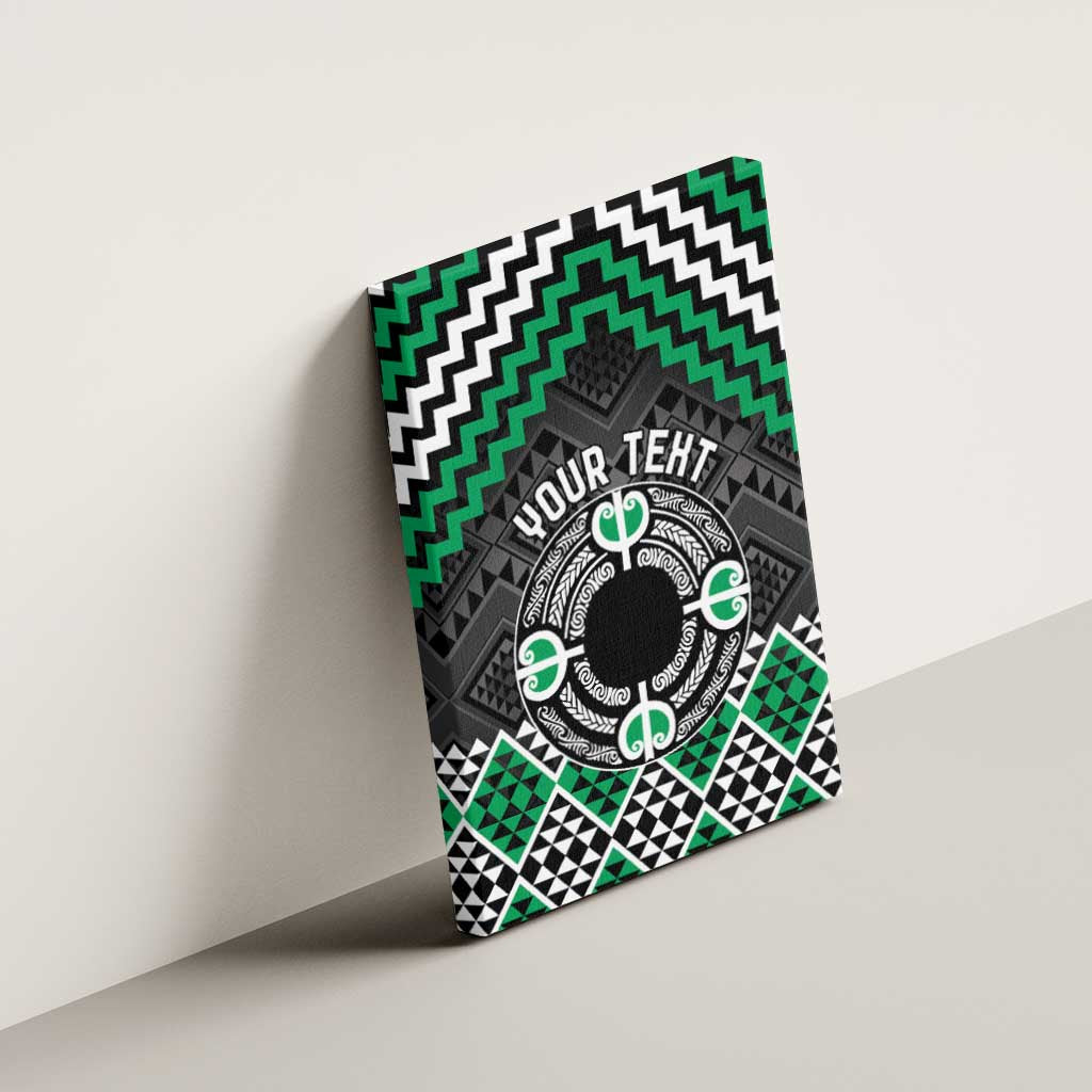 Personalised Aotearoa Niho Taniwha Motif Canvas Wall Art Green Style