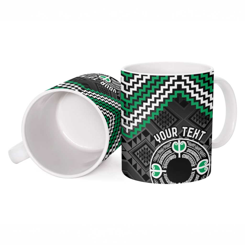 Personalised Aotearoa Niho Taniwha Motif Ceramic Mug Green Style - Polynesian Pride