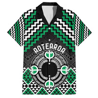 Personalised Aotearoa Niho Taniwha Motif Family Matching Long Sleeve Bodycon Dress and Hawaiian Shirt Green Style LT9 Dad's Shirt - Short Sleeve Green - Polynesian Pride