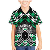 Personalised Aotearoa Niho Taniwha Motif Family Matching Mermaid Dress and Hawaiian Shirt Green Style