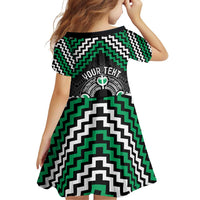 Personalised Aotearoa Niho Taniwha Motif Family Matching Puletasi and Hawaiian Shirt Green Style LT9 - Polynesian Pride