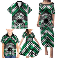 Personalised Aotearoa Niho Taniwha Motif Family Matching Puletasi and Hawaiian Shirt Green Style LT9 - Polynesian Pride