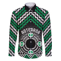 Personalised Aotearoa Niho Taniwha Motif Family Matching Short Sleeve Bodycon Dress and Hawaiian Shirt Green Style