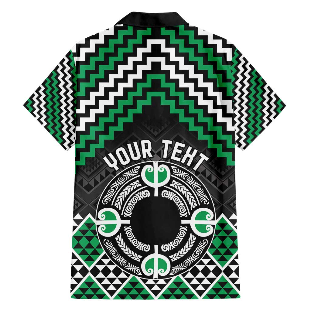 Personalised Aotearoa Niho Taniwha Motif Family Matching Summer Maxi Dress and Hawaiian Shirt Green Style