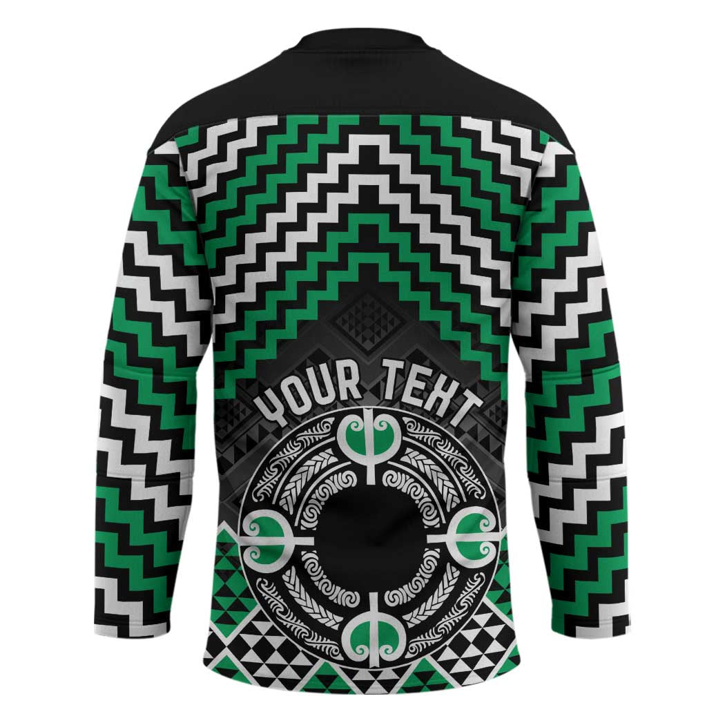 Personalised Aotearoa Niho Taniwha Motif Hockey Jersey Green Style - Polynesian Pride