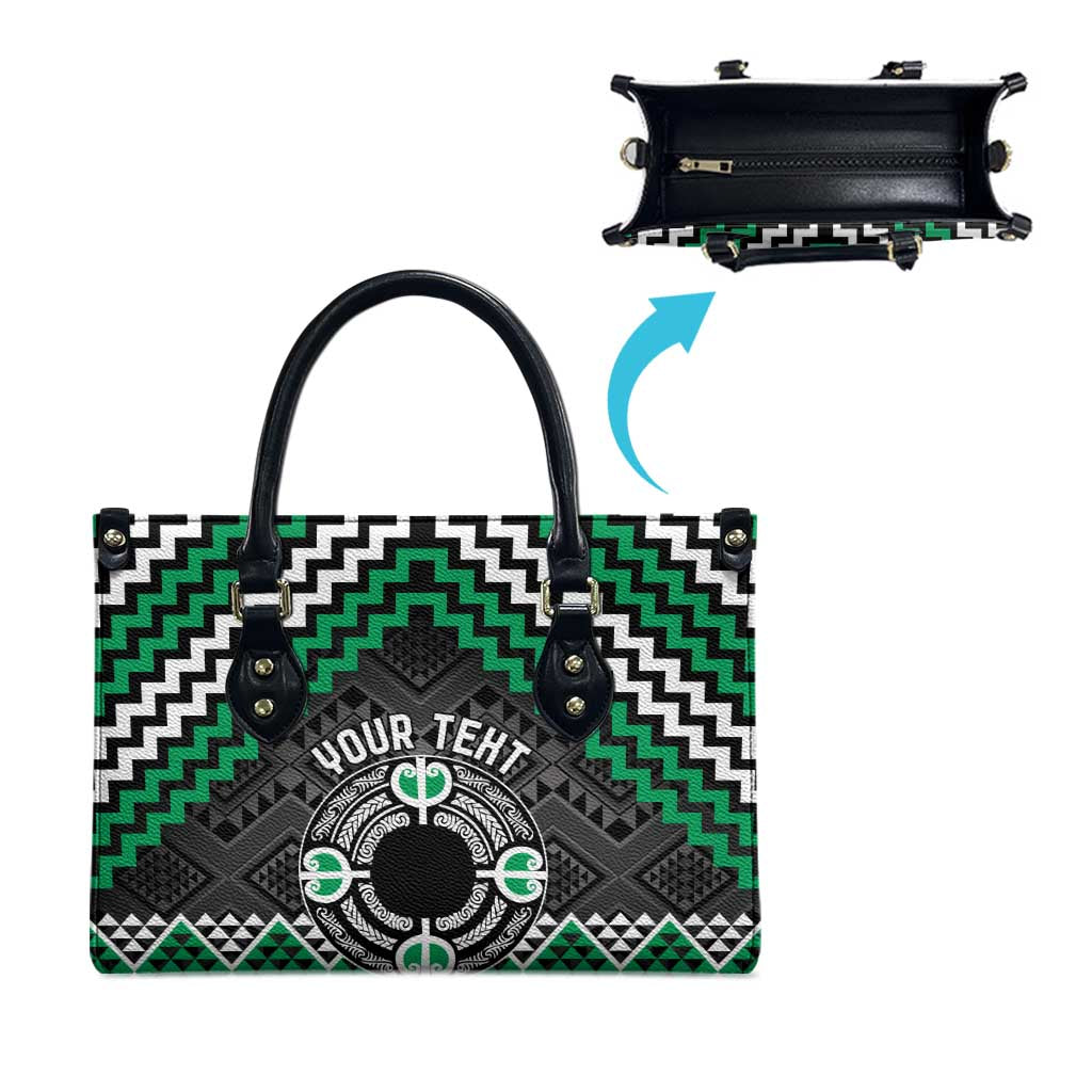 Personalised Aotearoa Niho Taniwha Motif Leather Bag Green Style - Polynesian Pride