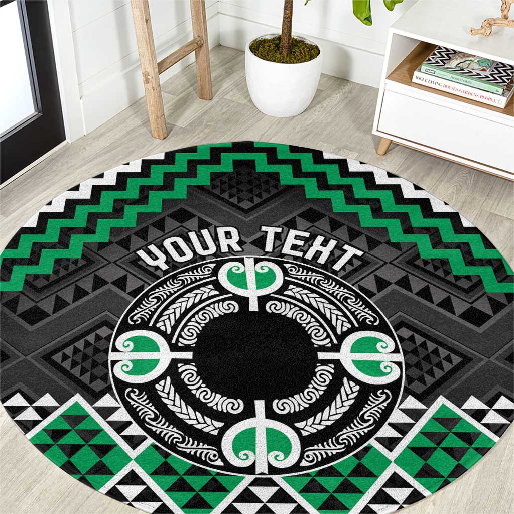 Personalised Aotearoa Niho Taniwha Motif Round Carpet Green Style