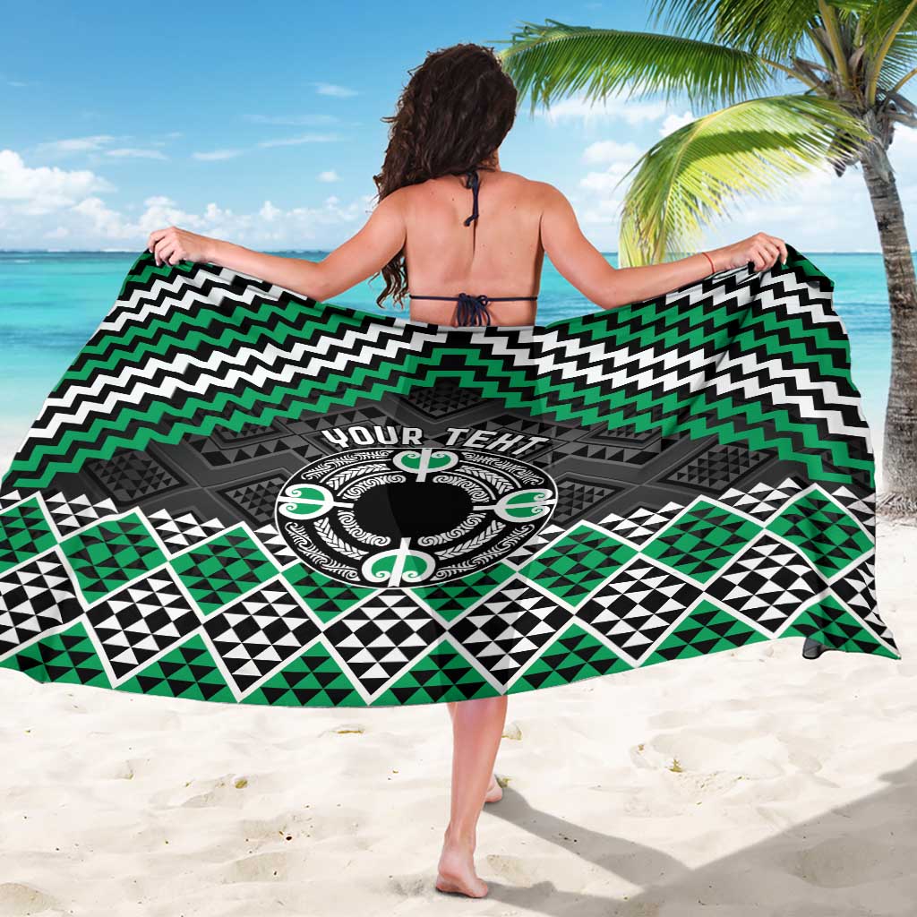 Personalised Aotearoa Niho Taniwha Motif Sarong Green Style LT9 - Polynesian Pride