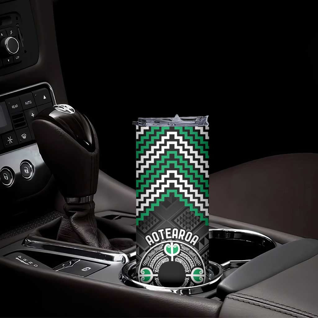 Personalised Aotearoa Niho Taniwha Motif Skinny Tumbler Green Style