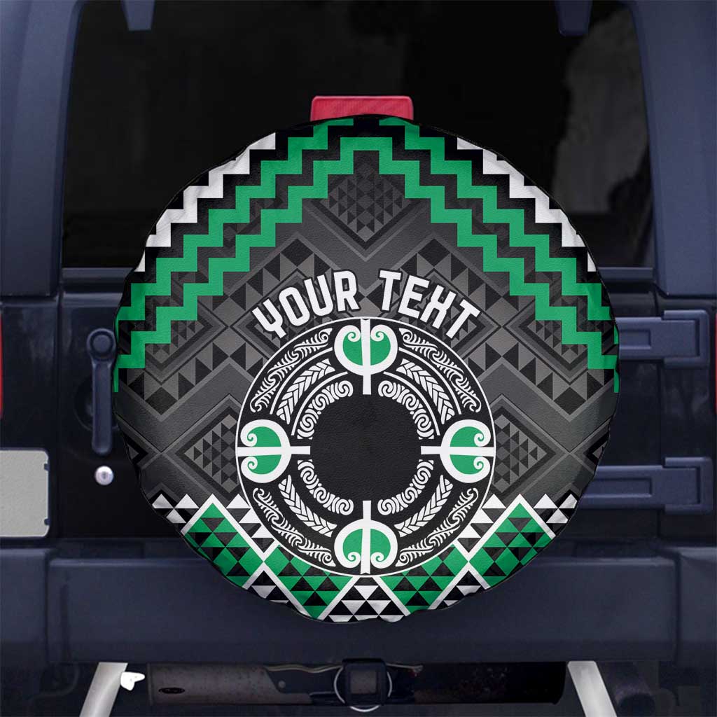 Personalised Aotearoa Niho Taniwha Motif Spare Tire Cover Green Style