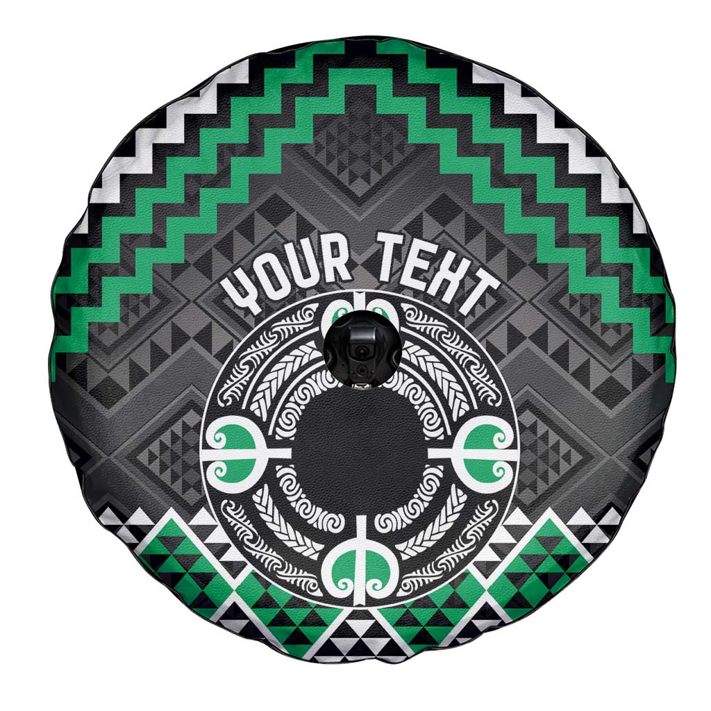 Personalised Aotearoa Niho Taniwha Motif Spare Tire Cover Green Style