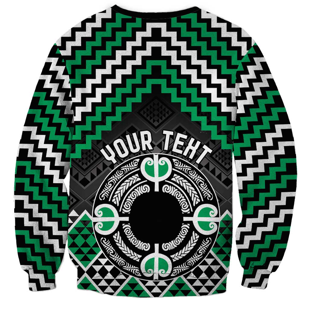 Personalised Aotearoa Niho Taniwha Motif Sweatshirt Green Style LT9 - Polynesian Pride