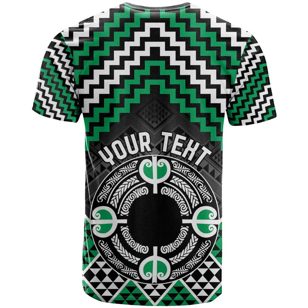 Personalised Aotearoa Niho Taniwha Motif T Shirt Green Style LT9 - Polynesian Pride