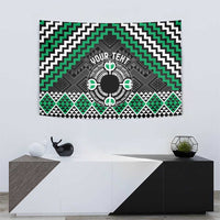 Personalised Aotearoa Niho Taniwha Motif Tapestry Green Style